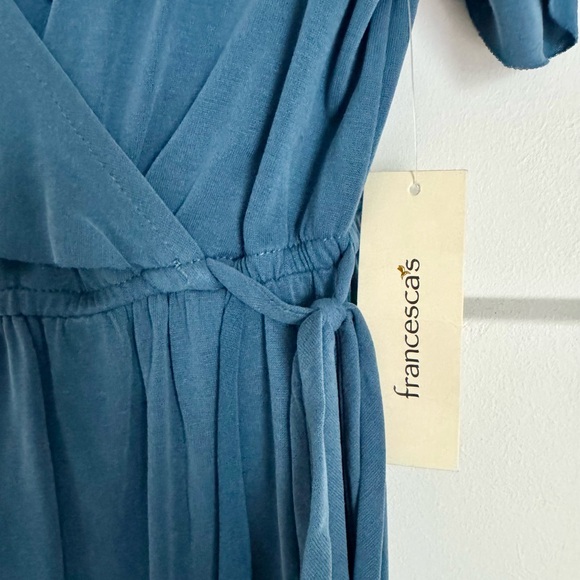 Alya Dress Women’s Blue Crossover Vneck Short Sleeve - Picture 5 of 6